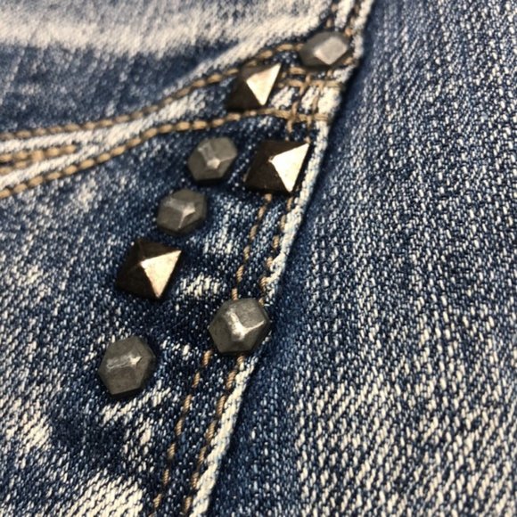 VINTAGE RAMPAGE FLARE BOOT JEANS 7/29x33 PYRAMID STUDS ๐ - Picture 12 of 13